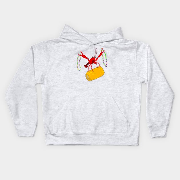 Mardi Gras crawfish Kids Hoodie by Stephanie Kennedy 